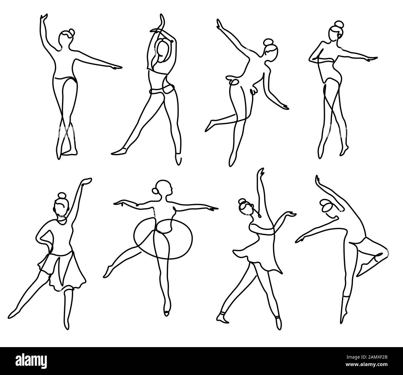 Dibujo continuo de líneas de bailarina de ballet diferentes posiciones  Imagen Vector de stock - Alamy