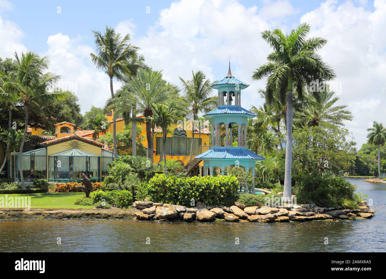Casas de lujo en el nuevo River en Fort Lauderdale en la costa de Florida Foto de stock