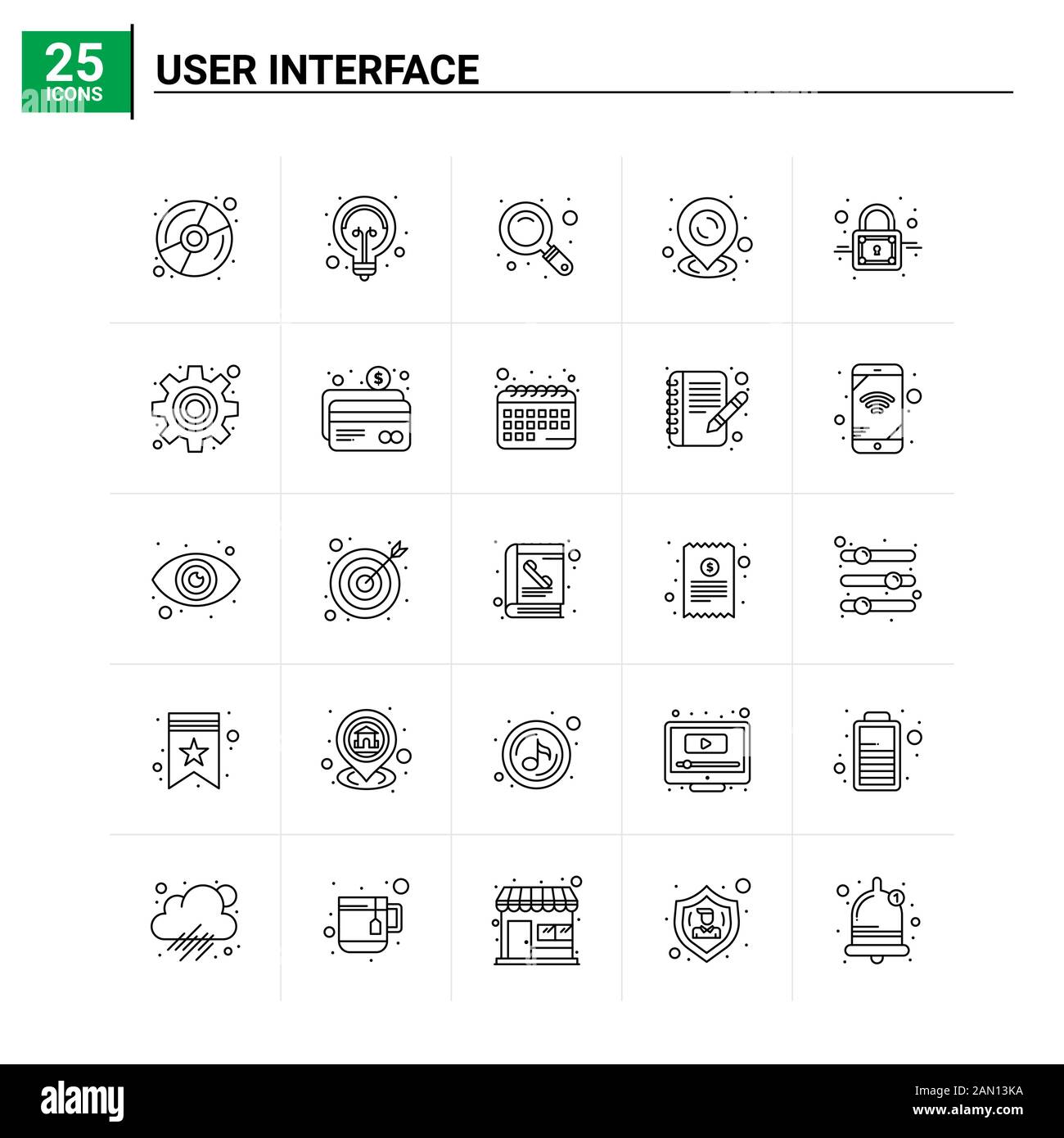 25 conjunto de iconos de la interfaz de usuario. Fondo vectorial Imagen ...