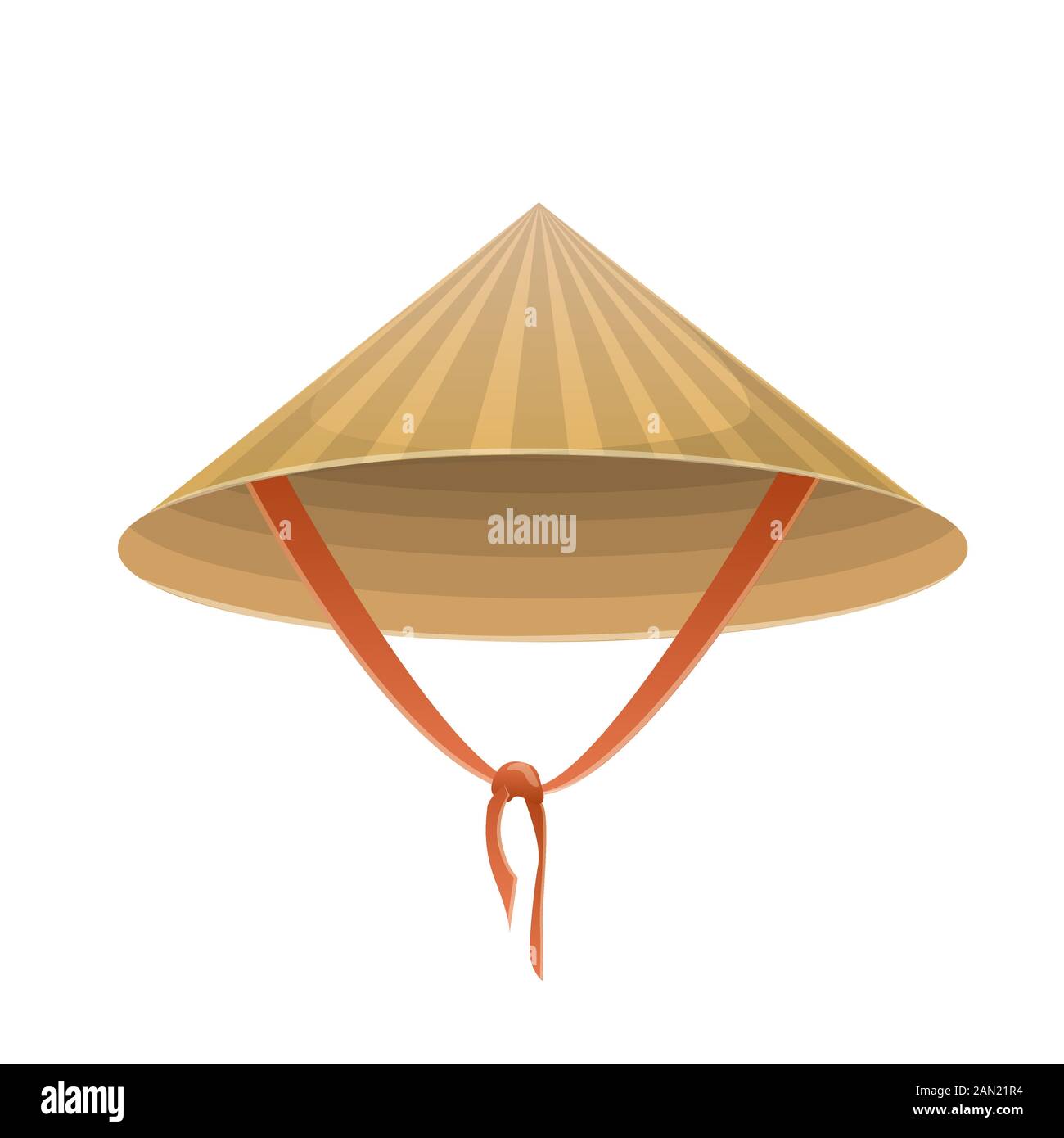 Sombrero chino en forma de cono con corbata de fondo blanco Imagen Vector  de stock - Alamy