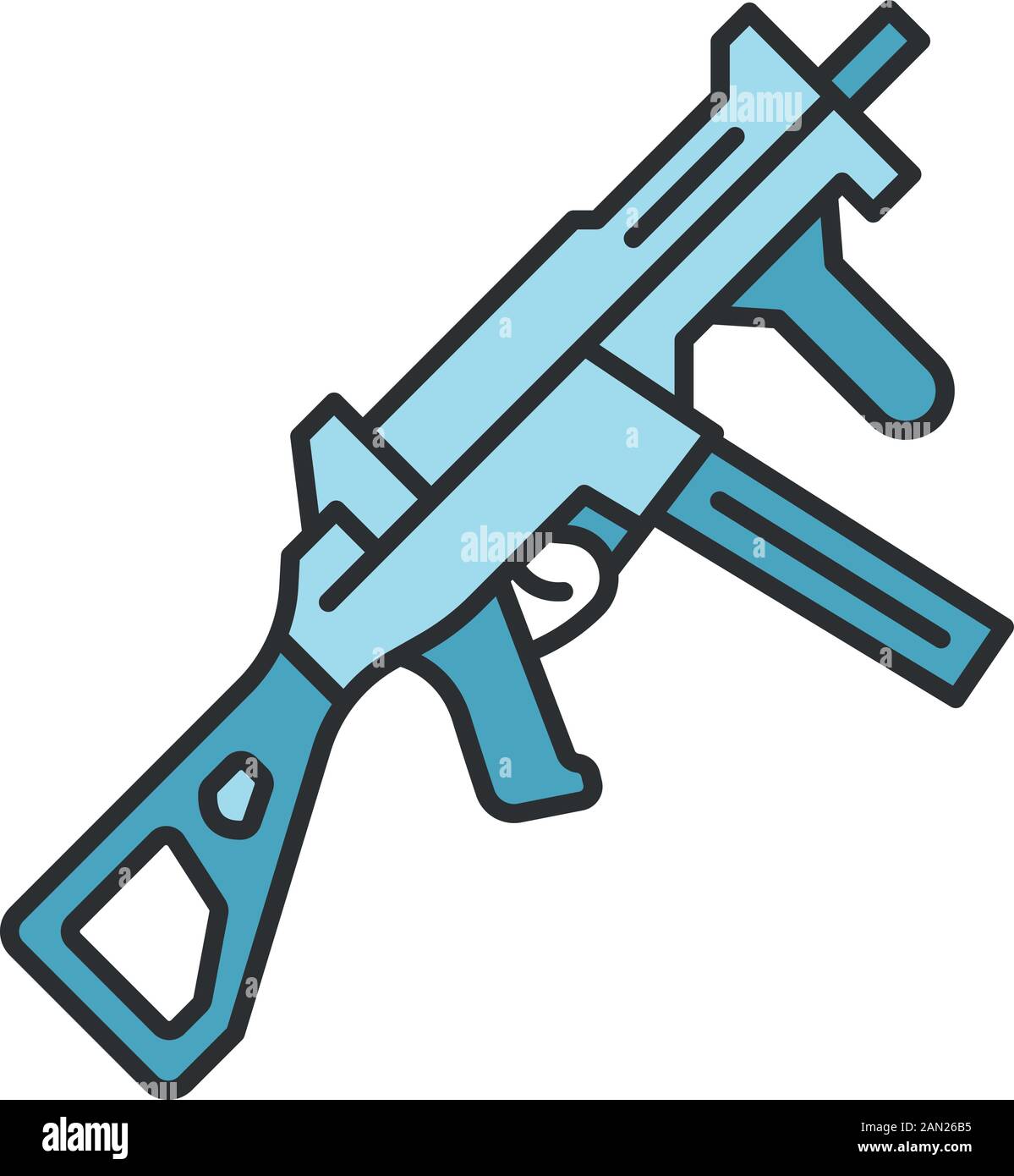 ícone de cor de arma hk ump. arma de fogo de videogame virtual, arma. rifle  de jogo de tiro, blaster. brinquedo infantil. ciberesporte, inventário  militar de atirador esportivo, equipamento. ilustração vetorial isolada
