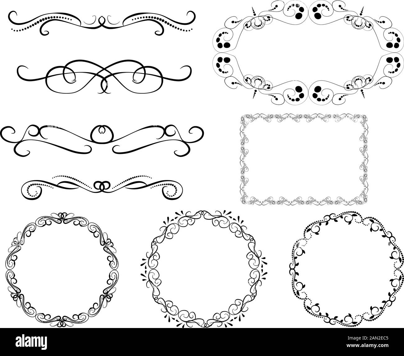 Conjunto de bordes decorativos, divisores Imagen Vector de stock - Alamy