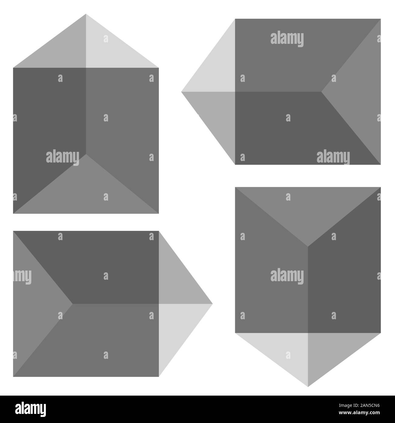 Logotipo de un abstracto cuadrados y triángulos con lados translúcido