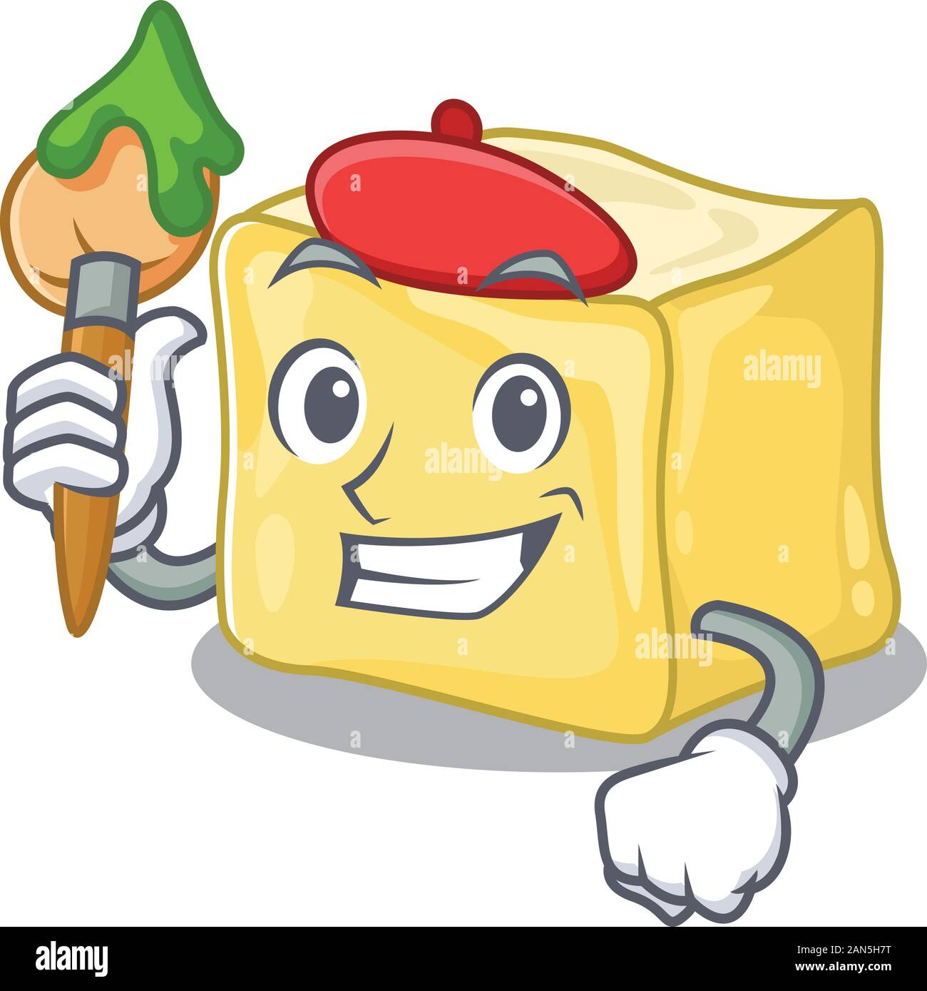 Personaje de dibujos animados de crema de mantequilla con un pincel de  artista Imagen Vector de stock - Alamy