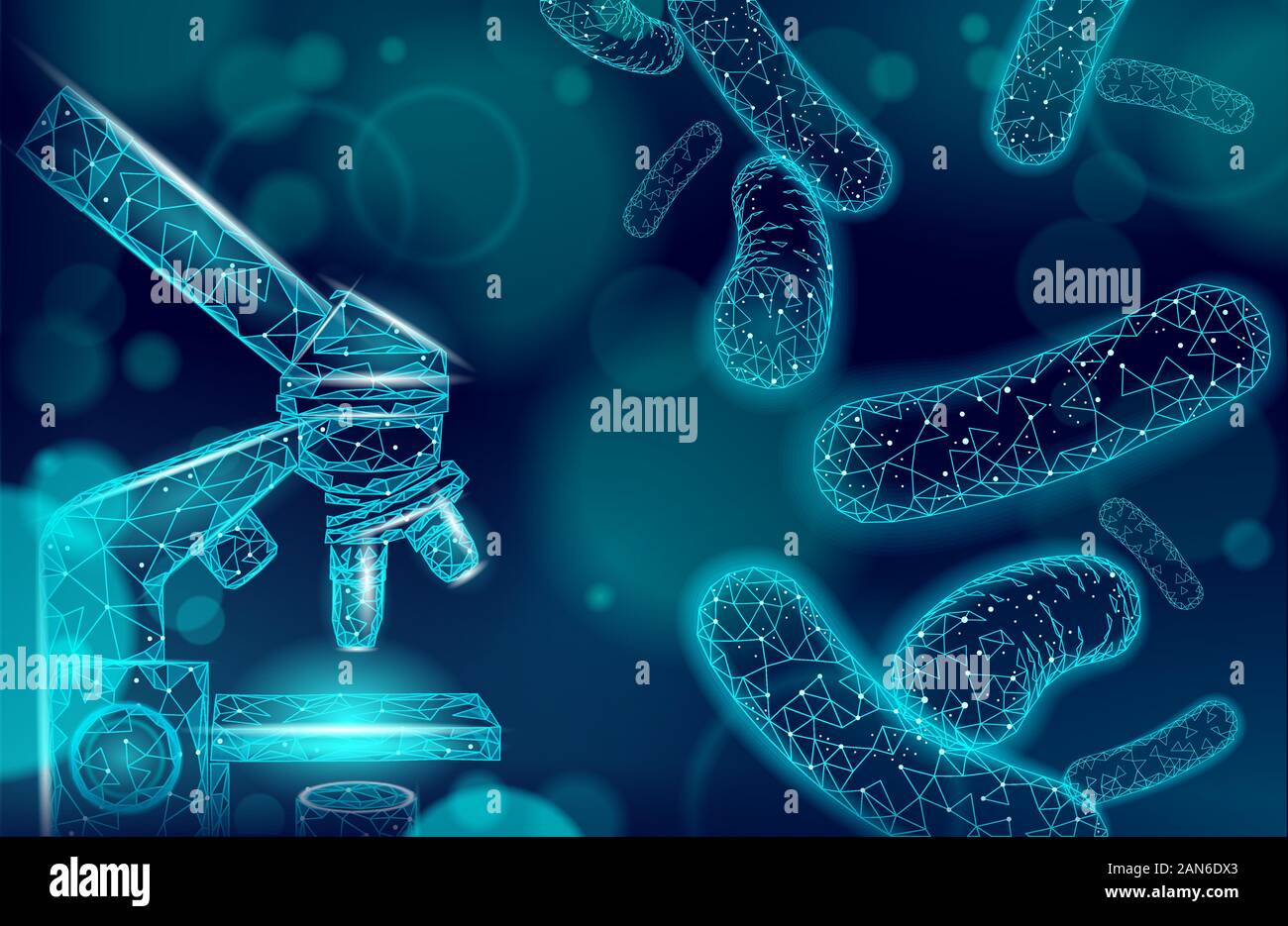 Microscopio bacterias 3D baja poli representar los probióticos. La  digestión normal saludable la flora del intestino humano la producción de  yogur. La ciencia moderna medicina Imagen Vector de stock - Alamy
