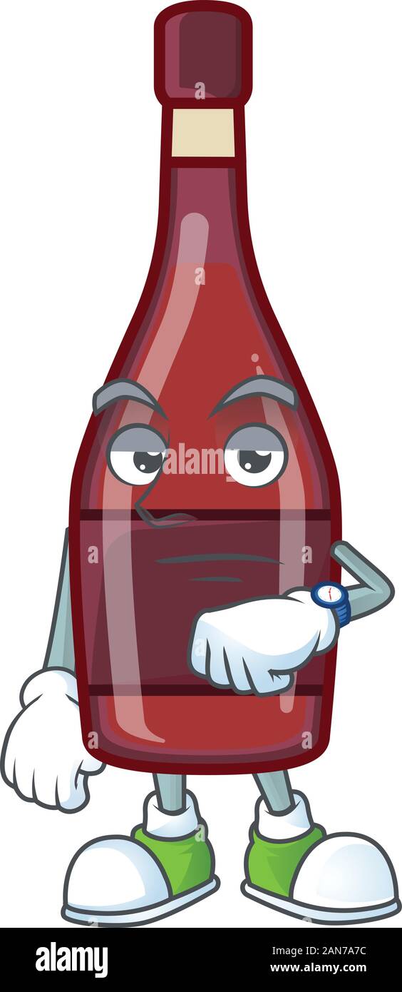 Diseño de personajes de dibujos animados de botellas de vino rojo en un  gesto de espera Imagen Vector de stock - Alamy
