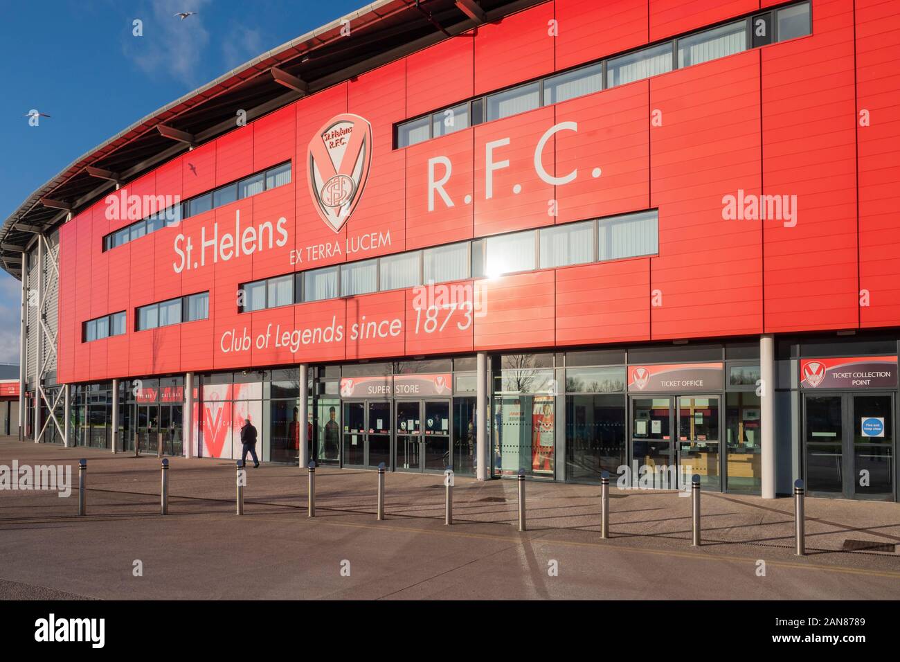 St Helens R.F.C. es un club de rugby profesional en St Helens, Merseyside que compite en la Super League, el mejor nivel de competición por rugby Foto de stock