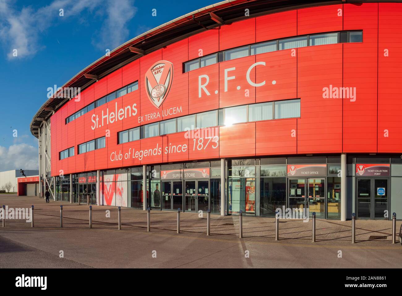 St Helens R.F.C. es un club de rugby profesional en St Helens, Merseyside que compite en la Super League, el mejor nivel de competición por rugby Foto de stock