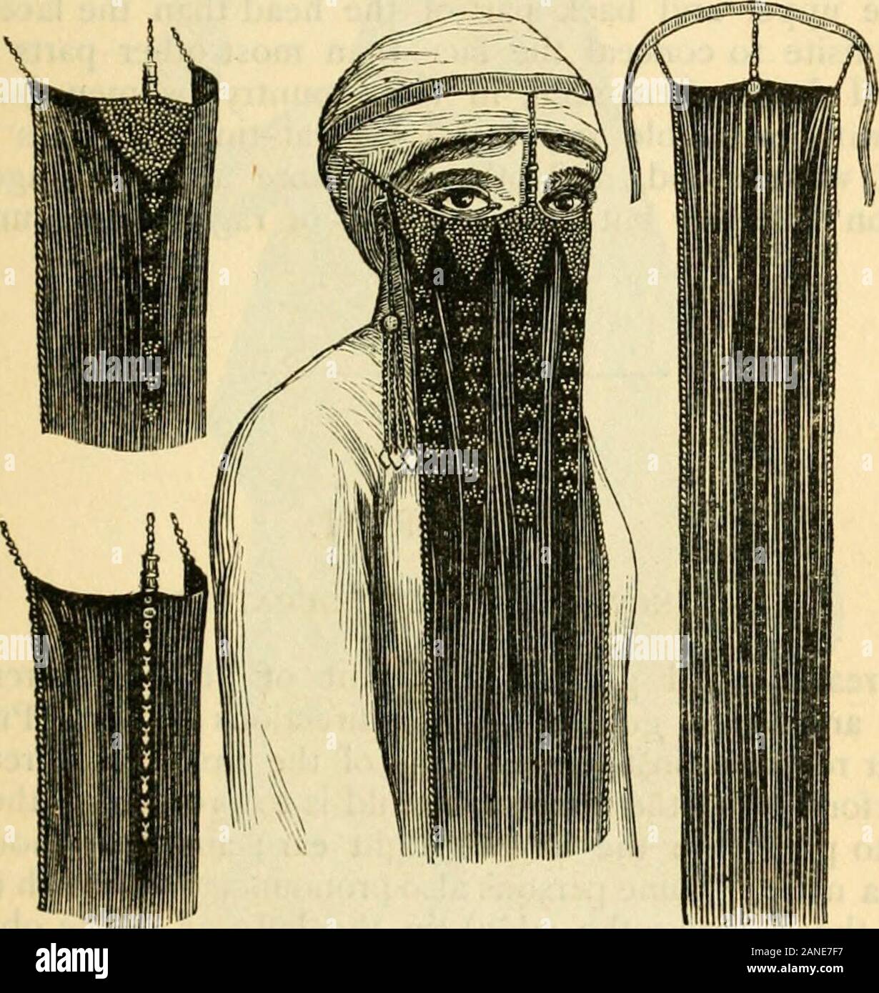 Una cuenta de los usos y costumbres de los modernos egipcios, escritos en  Egipto durante los años 1833-1835 . FELLAH MUJER, pañuelo de seda negra  (llamado asbeh ), con un borde de