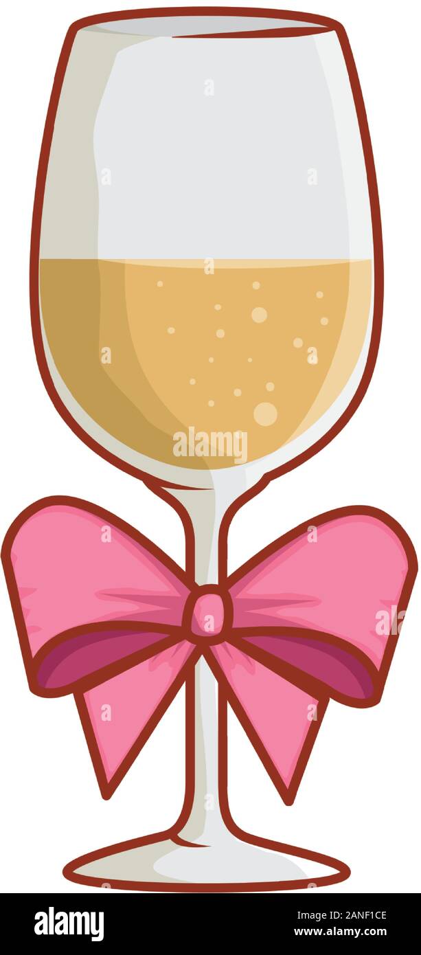 Copa de champagne de cristal con cinta de proa icono aislado Imagen Vector  de stock - Alamy