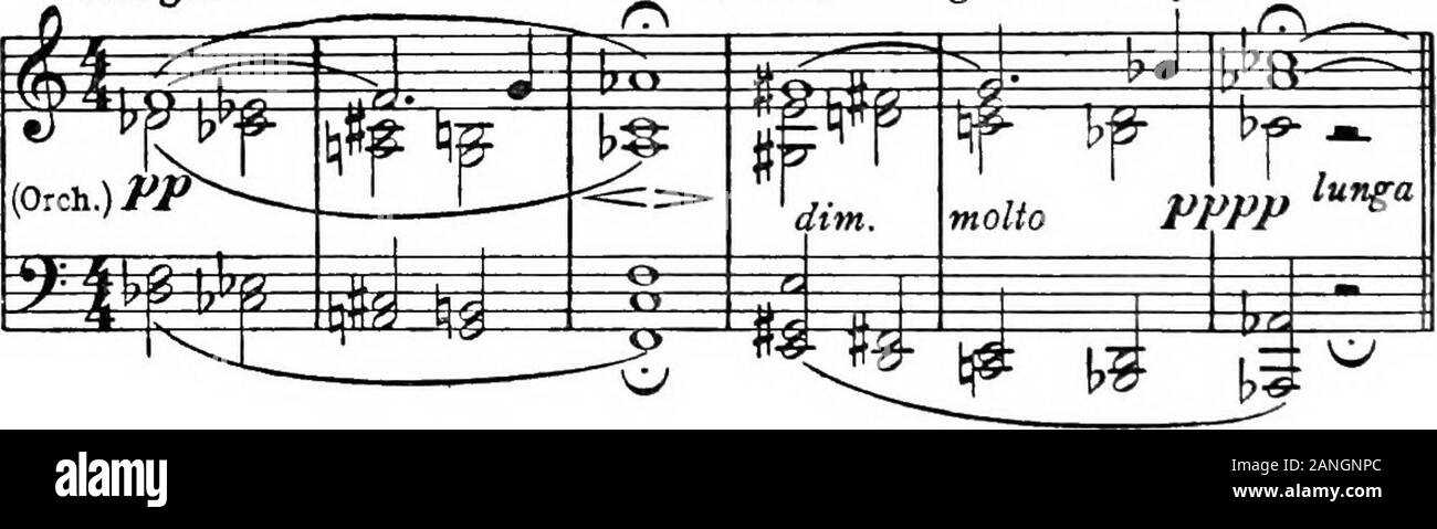 Armonía Moderna, su explicación y aplicación . Ex. 119.El Adagio.  ELGAR,Gerontius.(Voz) Voy antes de mi juez. El mejor uso posible para estos  nuevos acordes es byabsorption tonal en la antigua práctica. Al