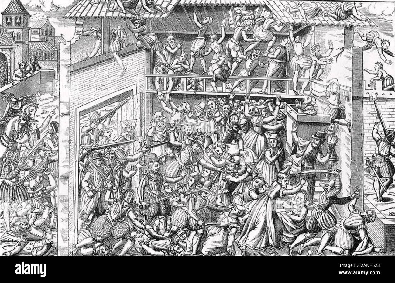 Masacre de los hugonotes 1572 Foto de stock