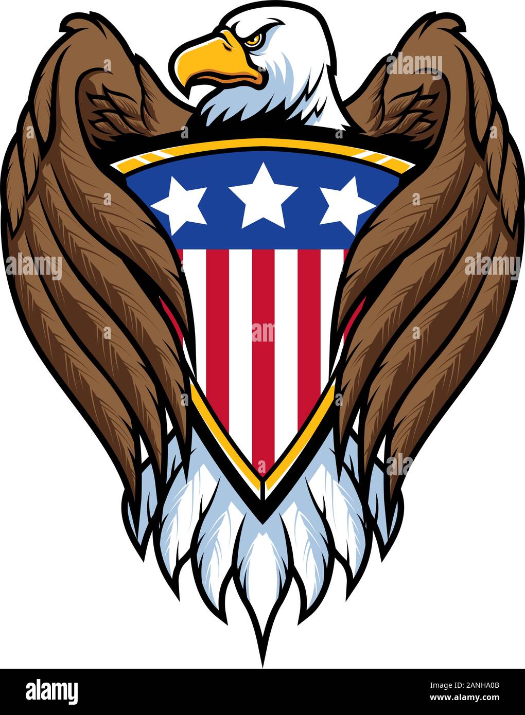 El águila calva sujeta el escudo Imagen Vector de stock - Alamy