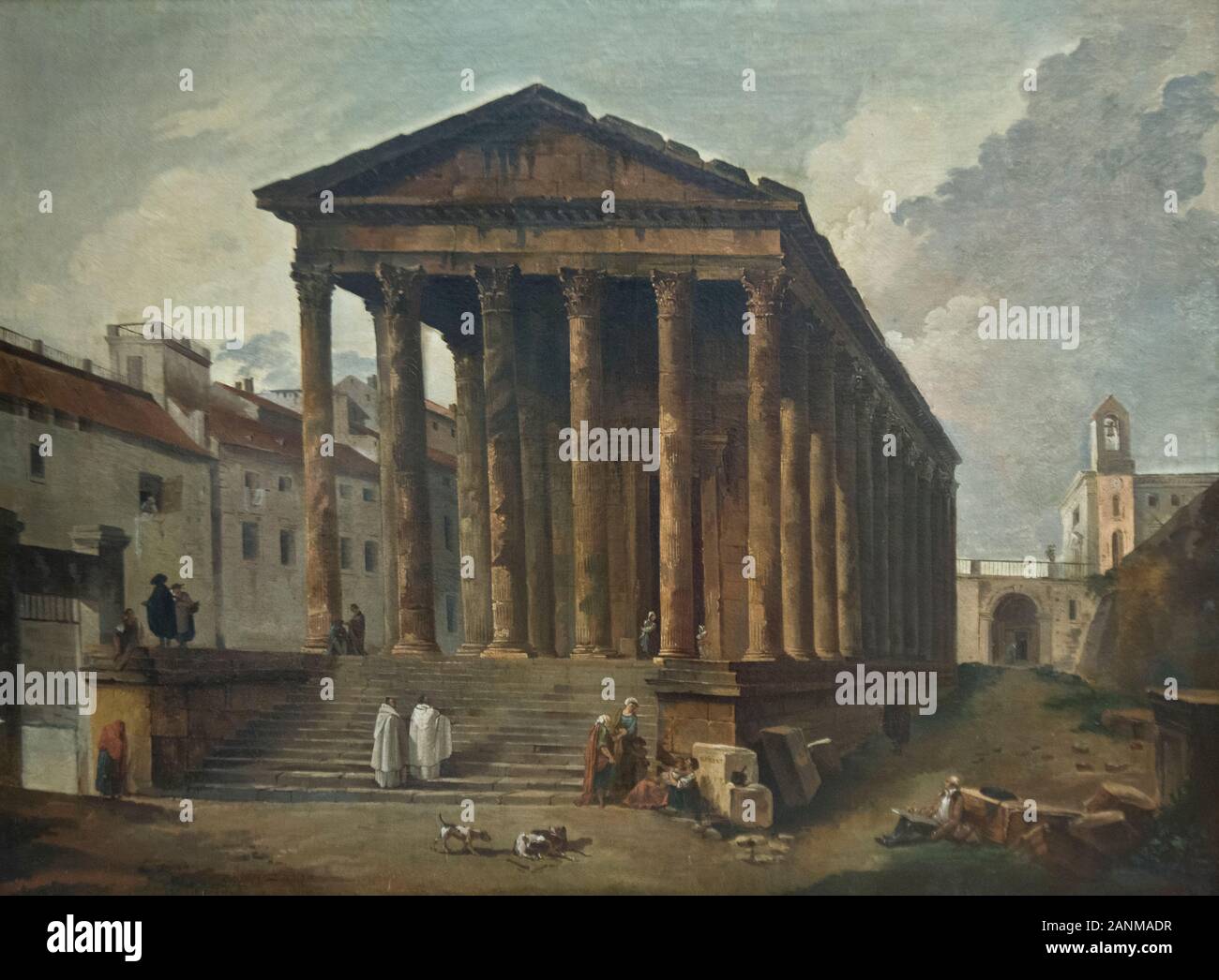 Hubert Robert: Templo de Nimes. Foto de stock