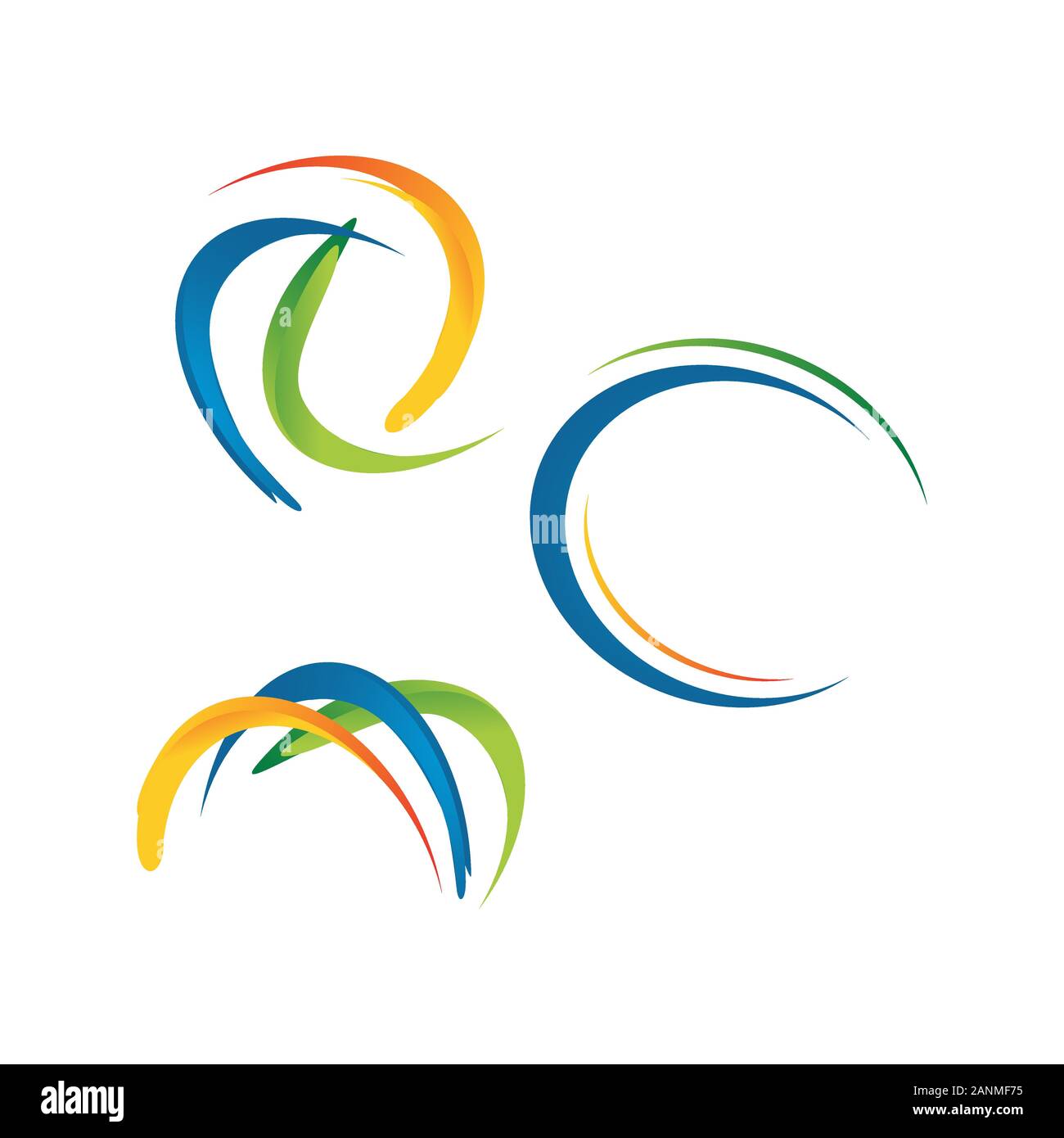 Conjunto de tres 3 rayas logo diseño vectorial conectado swoosh colorido concepto de plantilla activa y deporte Ilustración del Vector