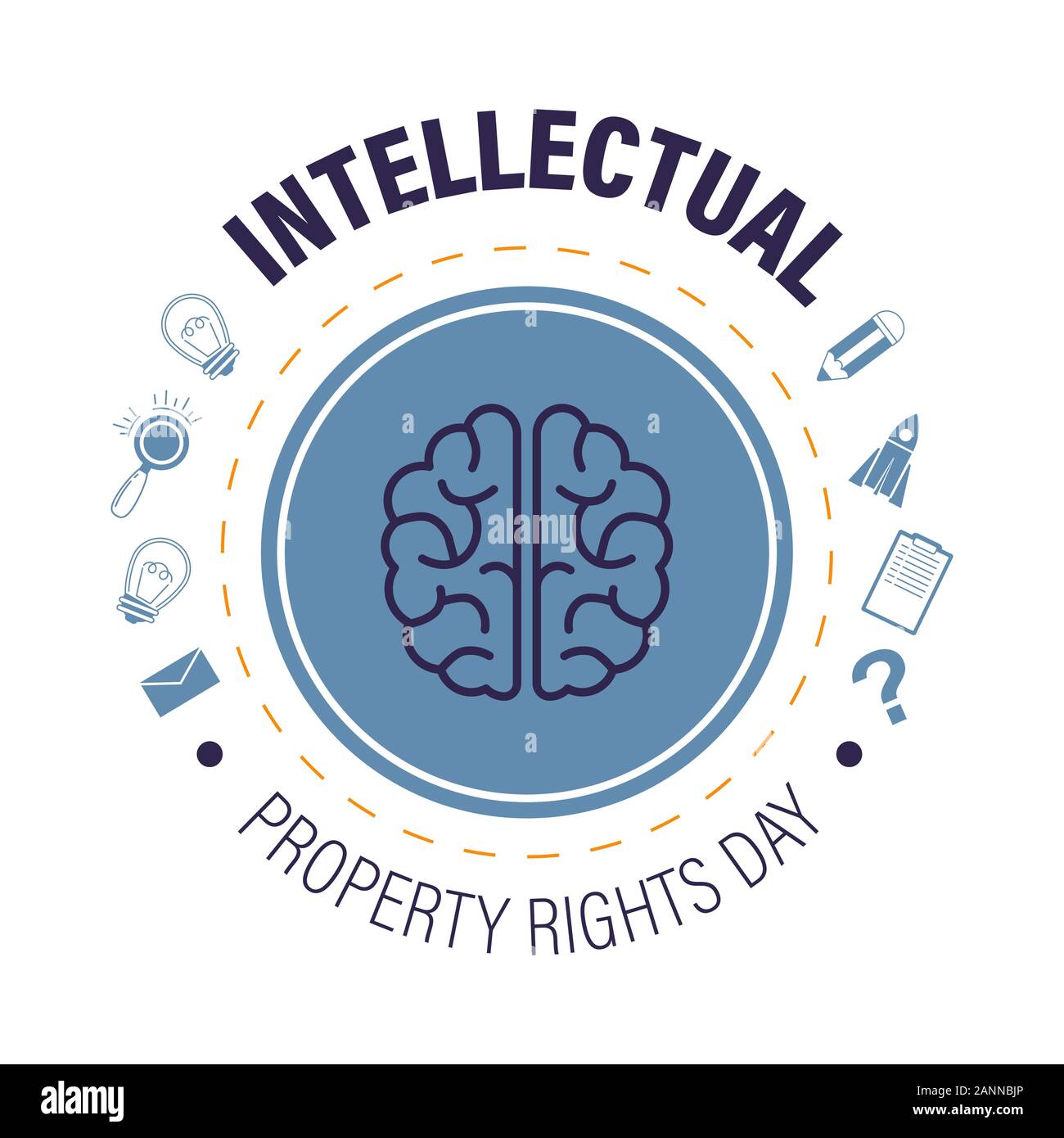 Los derechos de propiedad intelectual día aislado icono, copyright y protección de invenciones Ilustración del Vector