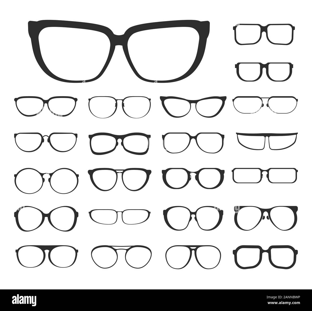 Lentes y gafas estilo diferente forma y marcos Imagen Vector de stock -  Alamy
