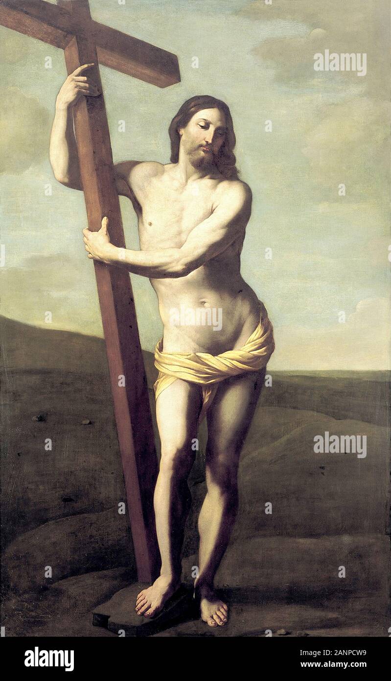 Jesucristo con la Cruz, 1621 por Guido Reni. Foto de stock