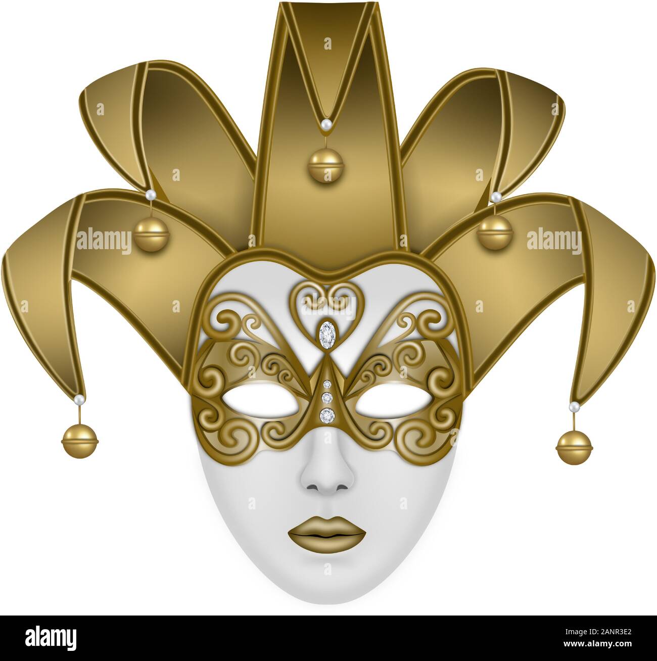Máscara veneciana aislada sobre fondo blanco Imagen Vector de stock - Alamy