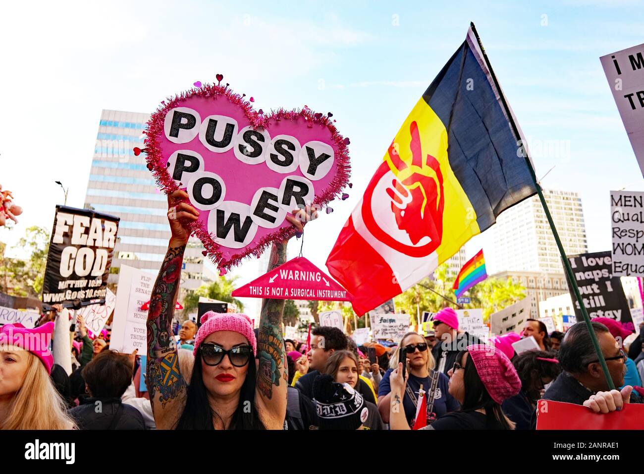 Los Ángeles, California EE.UU. 18 enero 2020, Mil marzo de Pershing Square a los Angeles City Hall, L.A. Mujeres Marzo.2020 Foto de stock