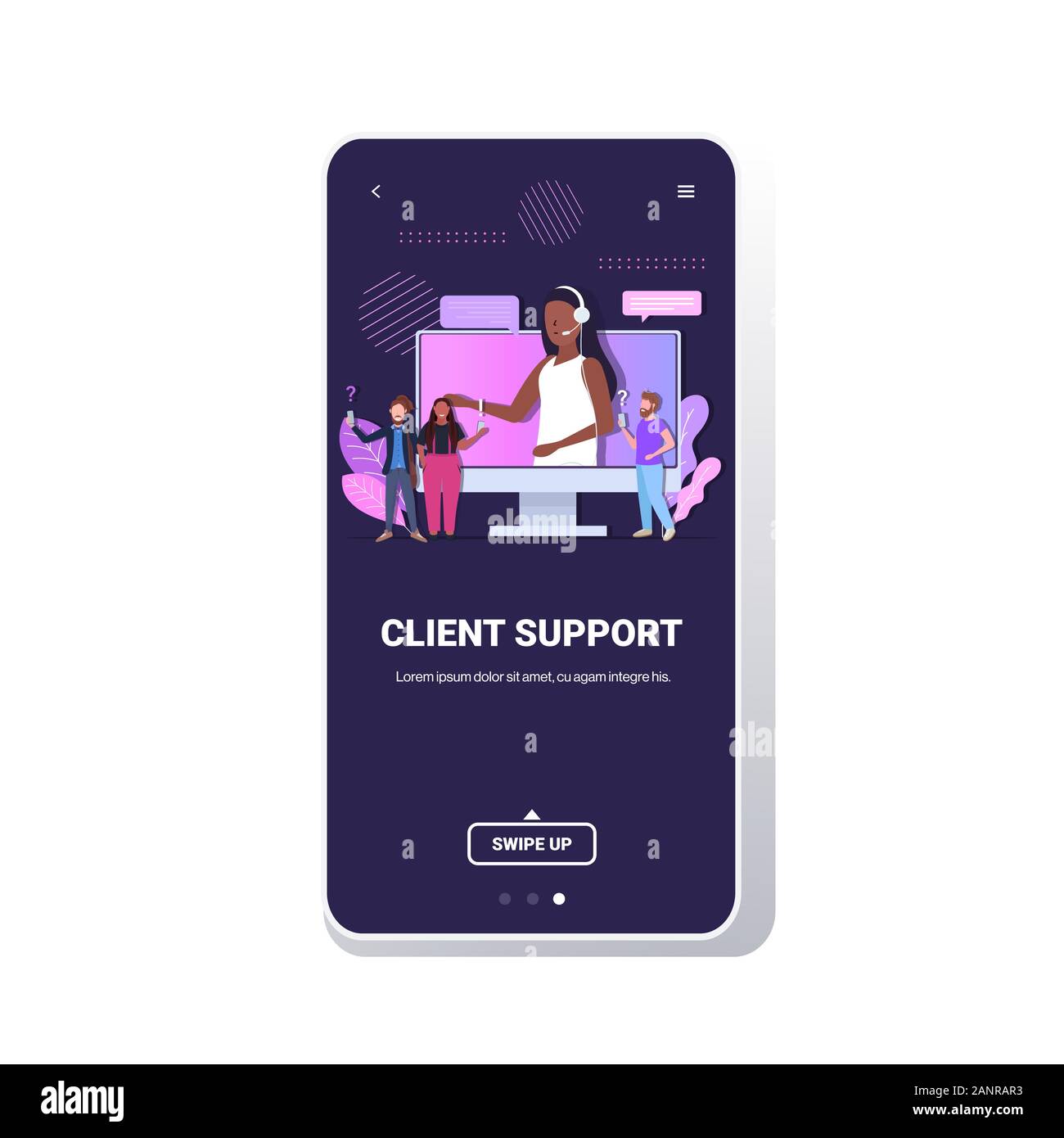 Afroamericana helpline operador con auriculares raza mezcla de