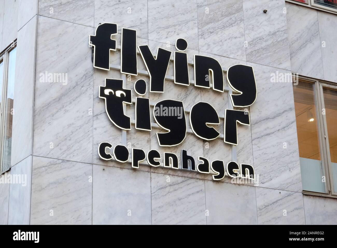 El tigre volador firma de la tienda de Copenhague, Basilea, Suiza Foto de stock