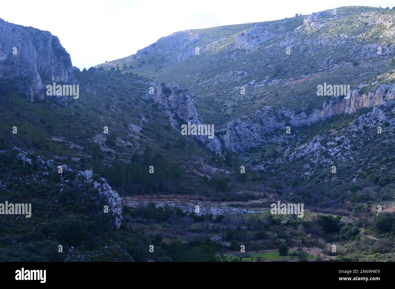 Alrededores del sitio de arte rupestre Pla de Petrarcos (la Marina, Alicante, sur de España) Foto de stock