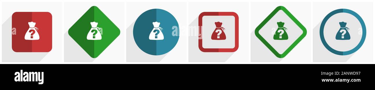 Riddle conjunto de iconos, diseño plano ilustración vectorial en 6 opciones para el diseño web y aplicaciones móviles en 10 EPS Ilustración del Vector