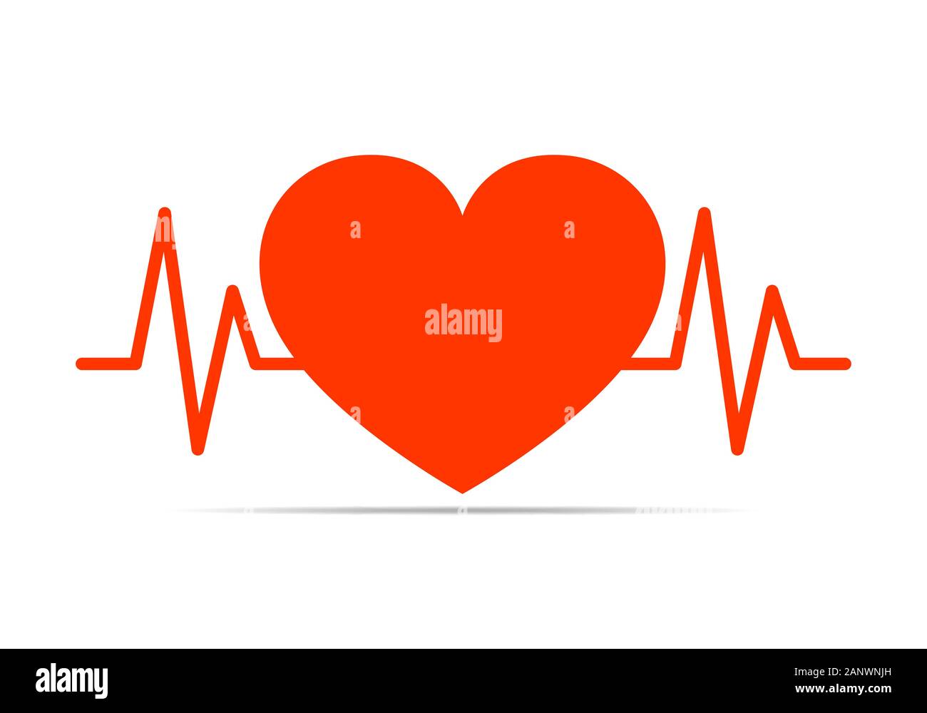 Corazón rojo icono con signo de latido de corazón. Ilustración