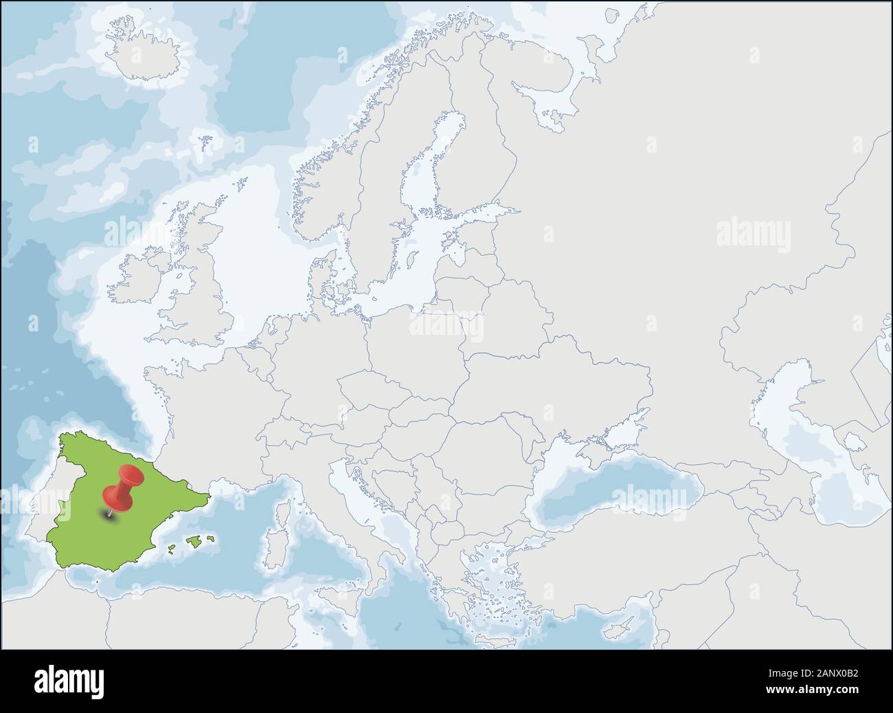 El Reino de España en europa mapa de ubicación Ilustración del Vector