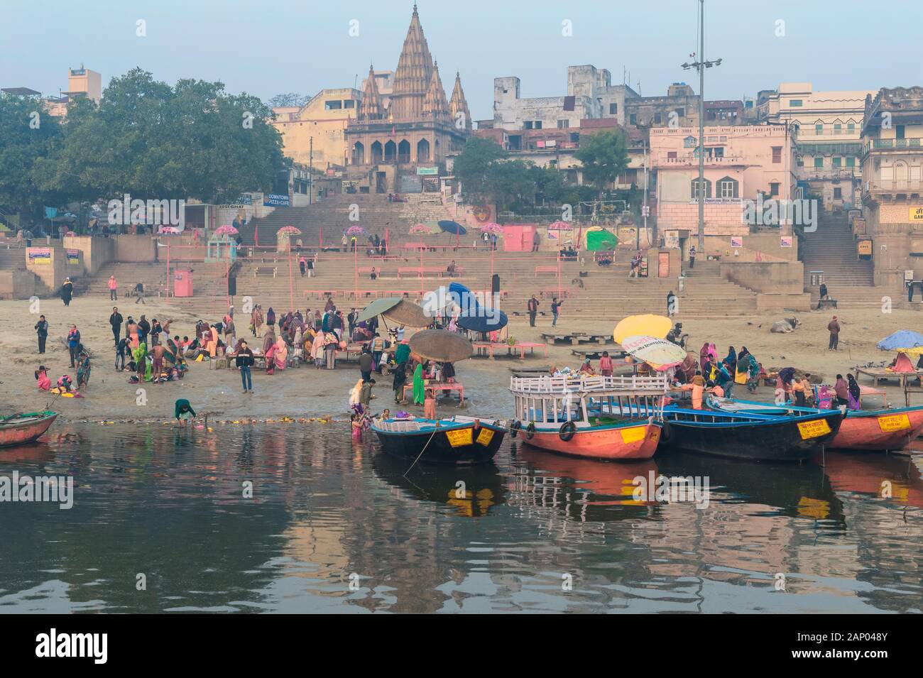 Assi Ghat, Varanasi, Uttar Pradesh, India Foto de stock