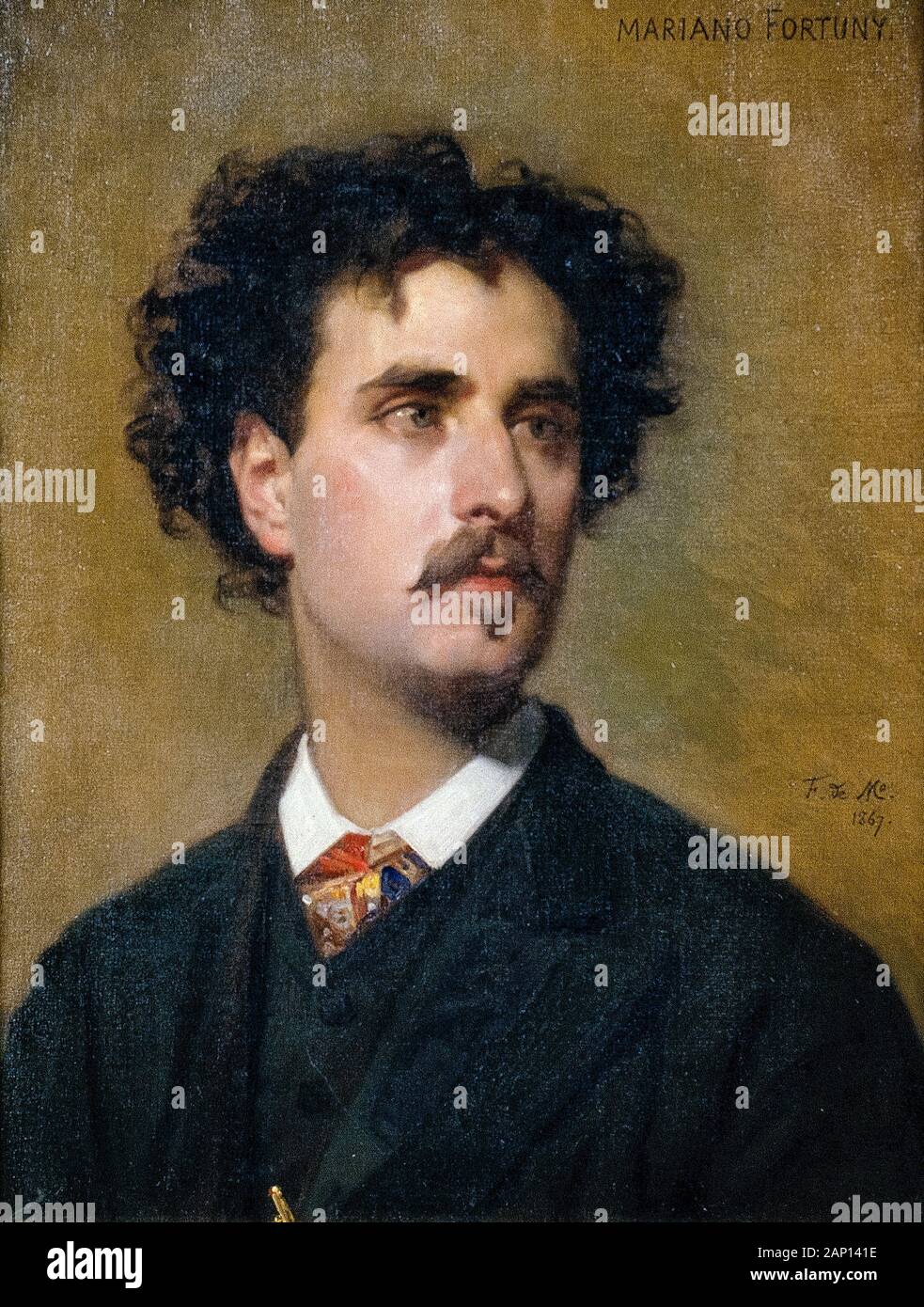 Mariano Fortuny (1838-1874), retrato pintado por Federico de Madrazo y Kuntz, 1867 Foto de stock