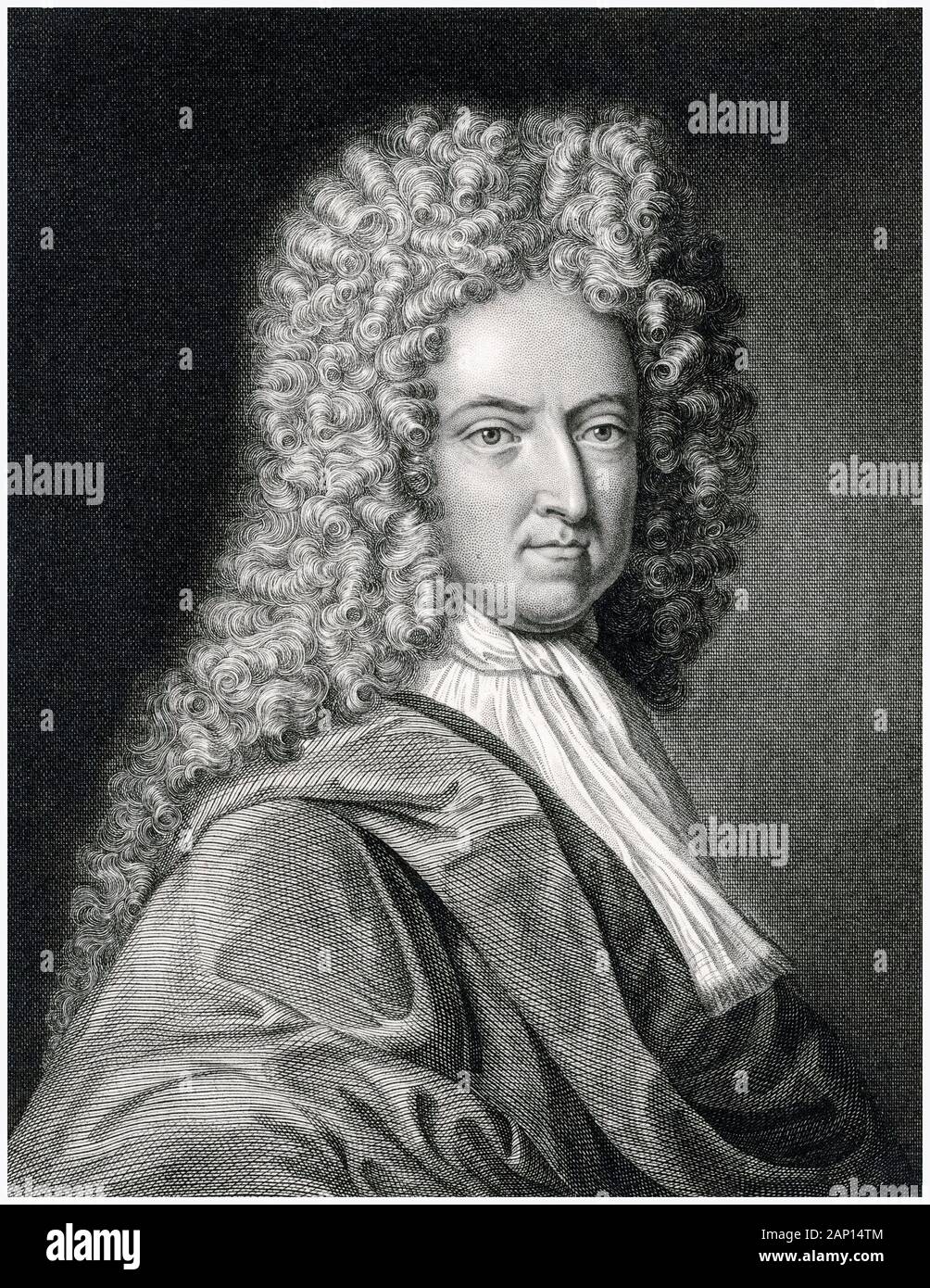 Daniel Defoe (1660-1731), retrato grabado, antes de 1731 Foto de stock