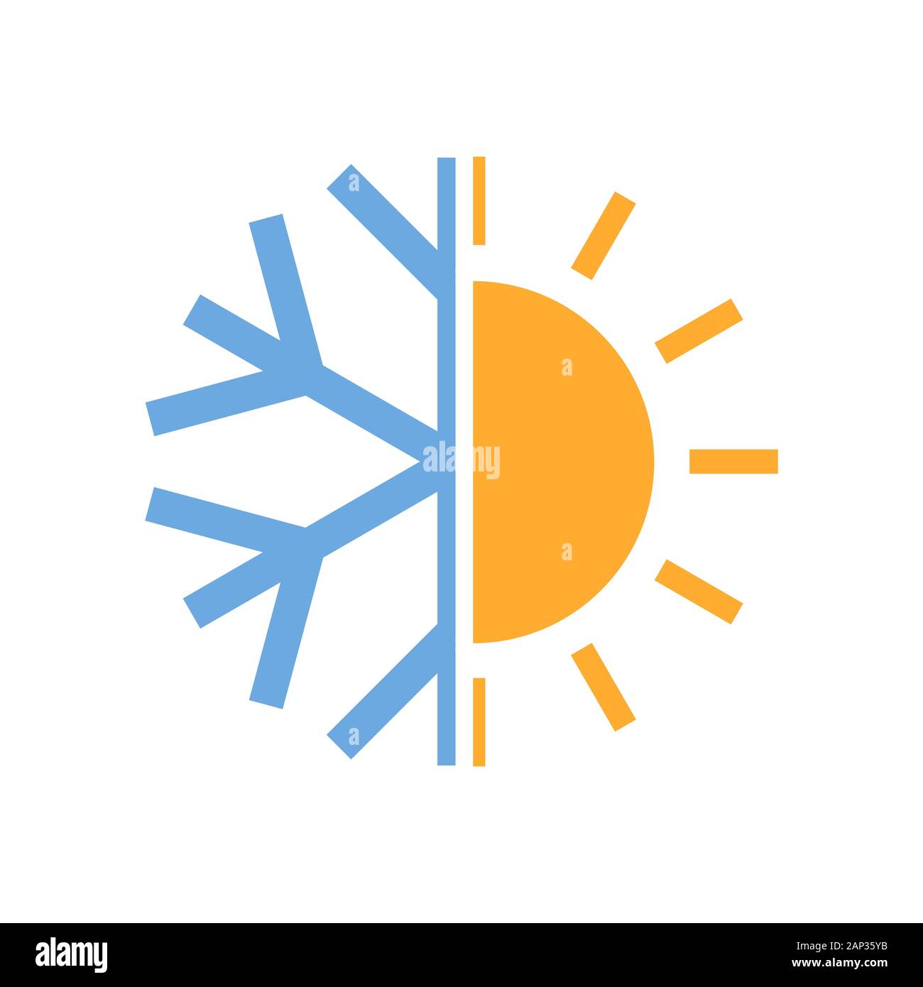 Botánico campeón silbar Sol y símbolo de copo de nieve del aire acondicionado. Ilustración  vectorial. Icono de caliente y frío Imagen Vector de stock - Alamy