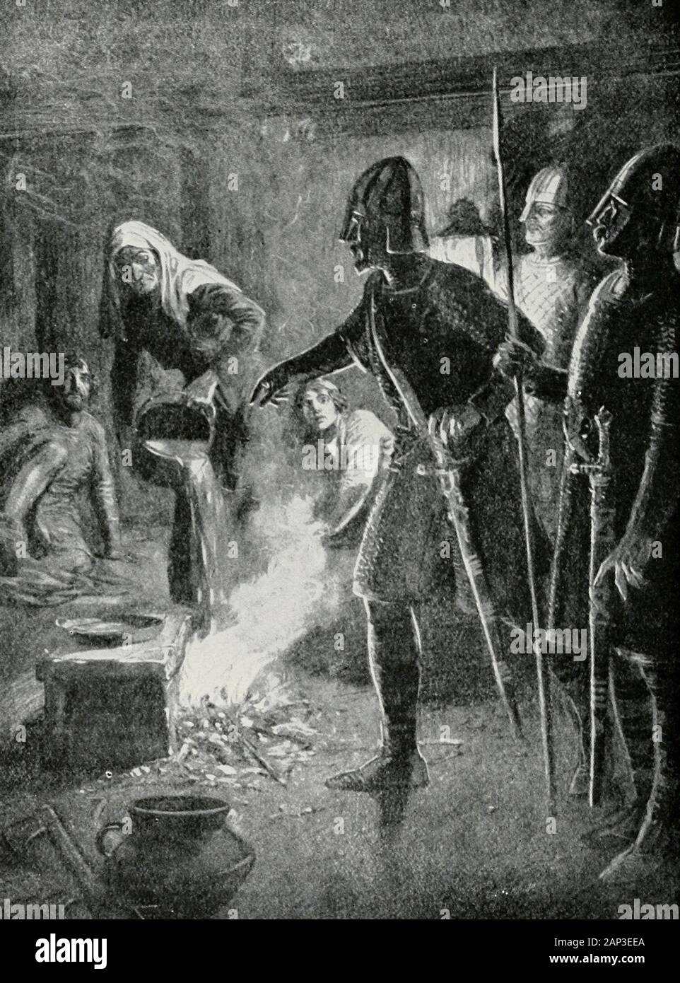 Poner el fuego en vez de toque de queda en la antigua Inglaterra Foto de stock