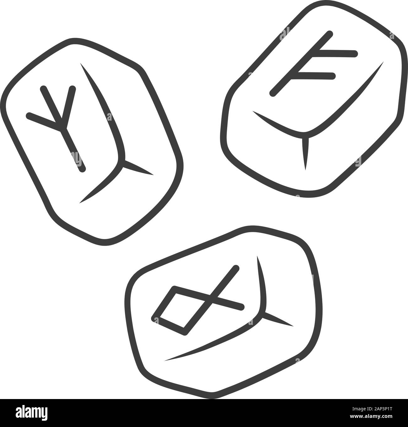 Piedras Runicas Icono Lineal Ilustracion De Linea Delgada Las