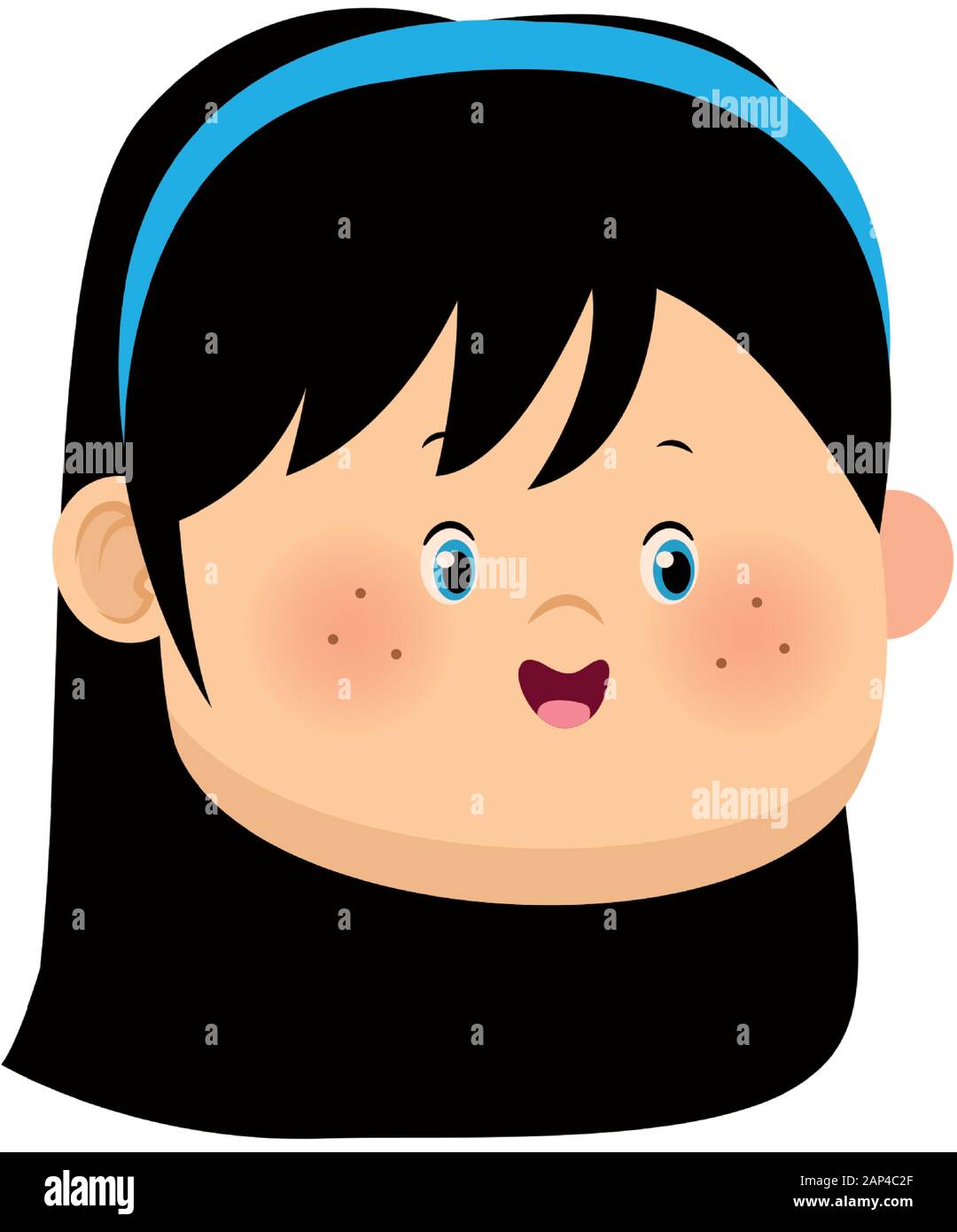 Icono de cara feliz, la niña de dibujos animados, diseño colorido Imagen  Vector de stock - Alamy