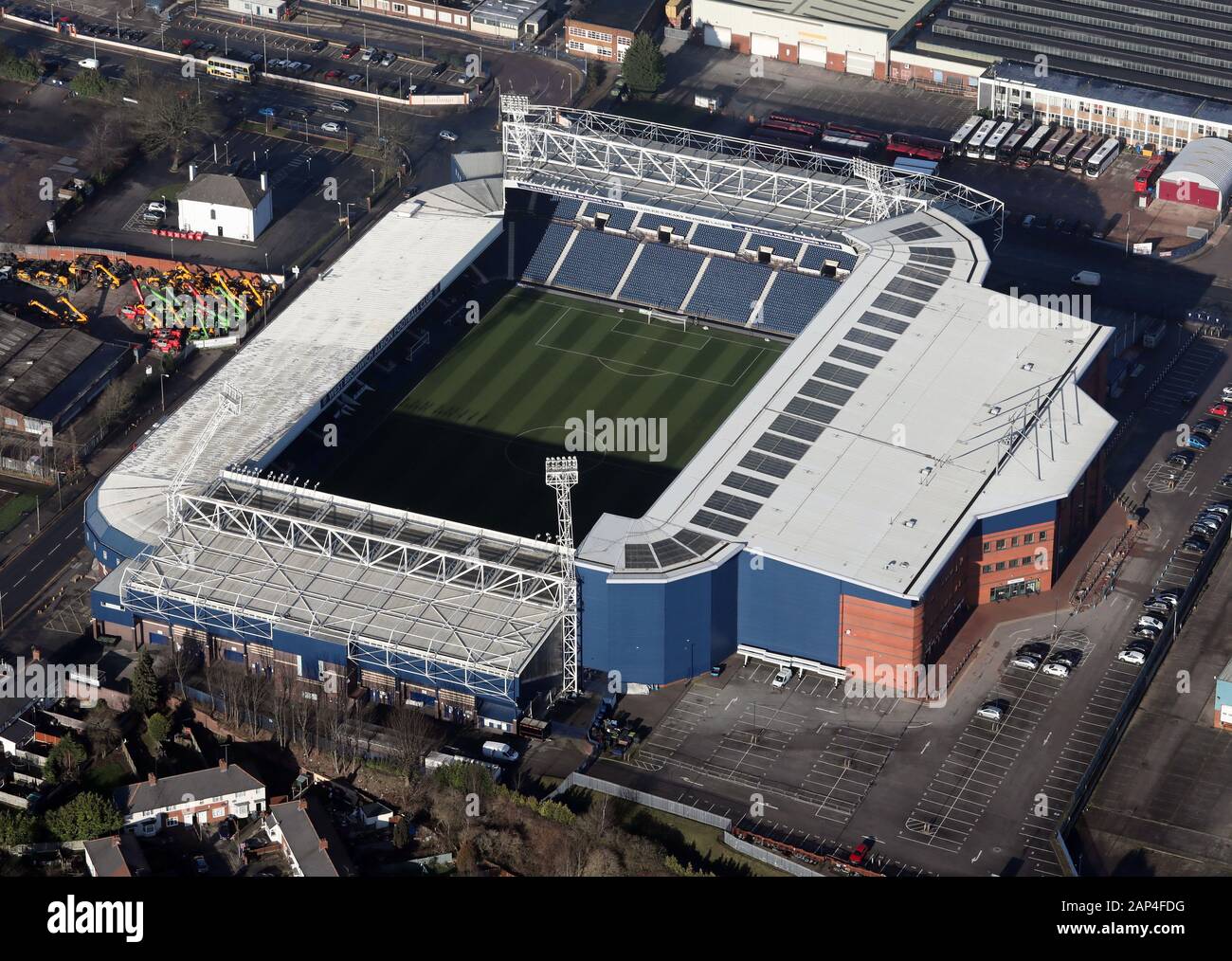 Vista aérea del estadio Hawthorns de West Bromwich Albion, Birmingham Foto de stock