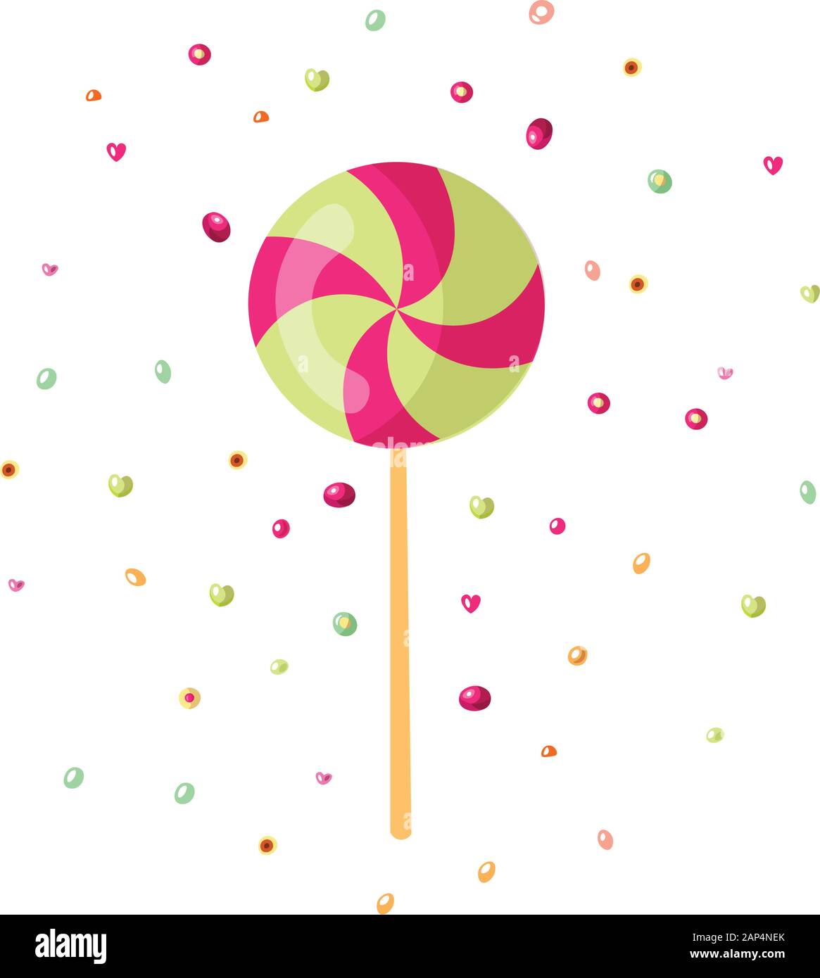 Caricatura sweet lollipop icono. Cute dibujos animados icono coloreado  lolly forma redonda aislado sobre fondo blanco. Caramelo dulce y azúcar  lolipop icono con Imagen Vector de stock - Alamy