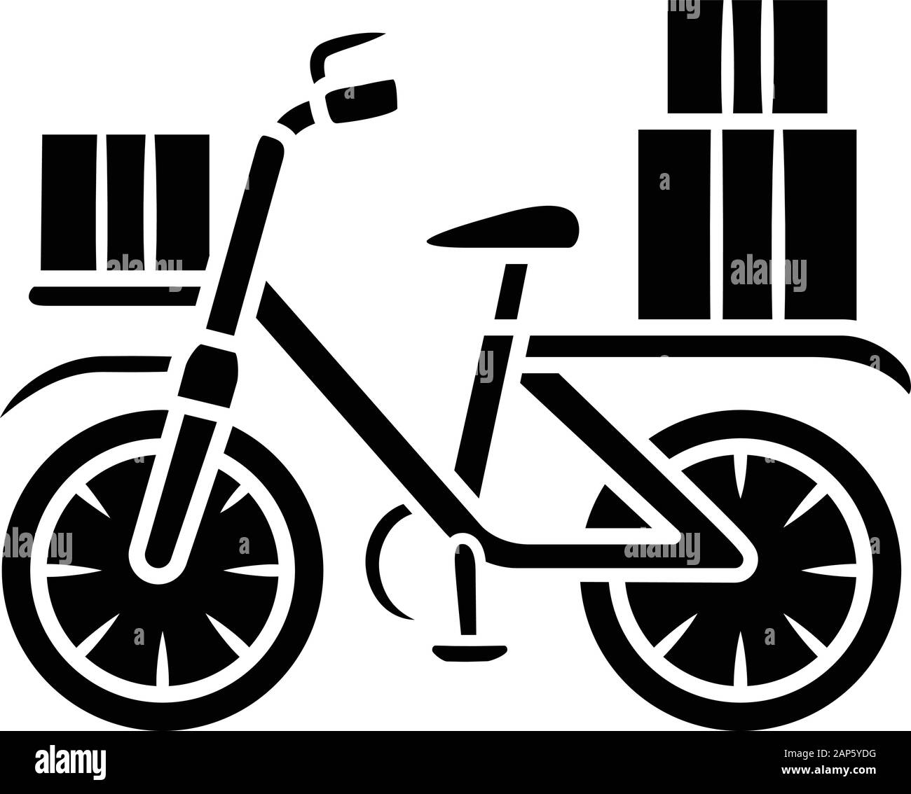 Entrega de bicicletas glifo icono. Bicicleta con paquetes de paquetería.  Messenger bicicleta, ciclo de courier. Express envío de bicicletas.  Servicio Postal. Símbolo de silueta. Ne Imagen Vector de stock - Alamy