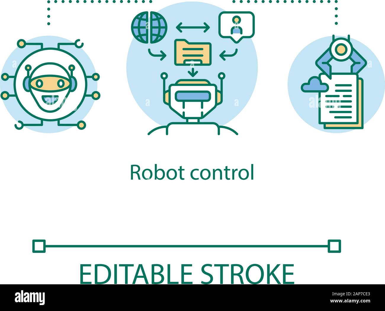 Concepto de control de robot icono. Clasificación de datos Web.  Automatización del proceso de robótica. Almacenamiento Web en  funcionamiento. Crear copias de seguridad idea línea delgada ilustración  Imagen Vector de stock -