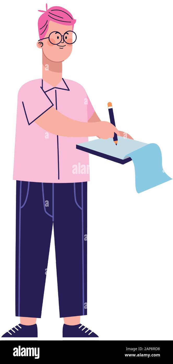 hombre de dibujos animados escribiendo en notas Imagen Vector de stock - Alamy hombre de dibujos animados escribiendo en notas Imagen Vector de stock - Alamy