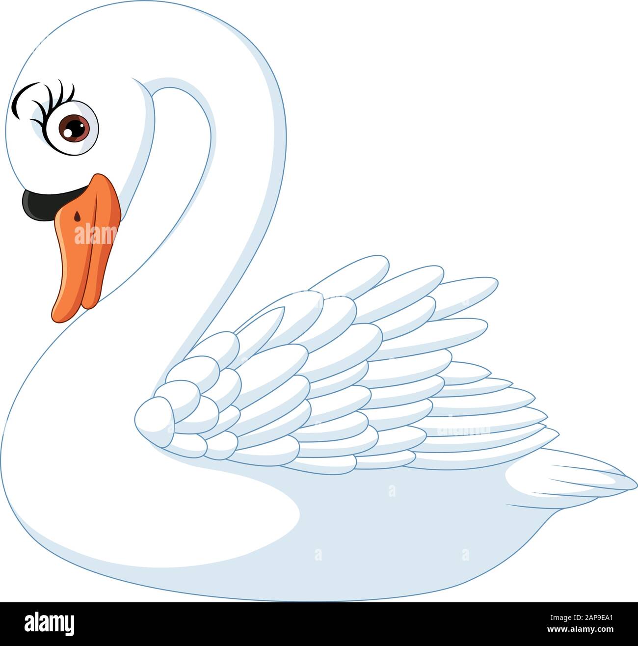 Dibujo animado lindo cisne aislado sobre fondo blanco Imagen Vector de  stock - Alamy