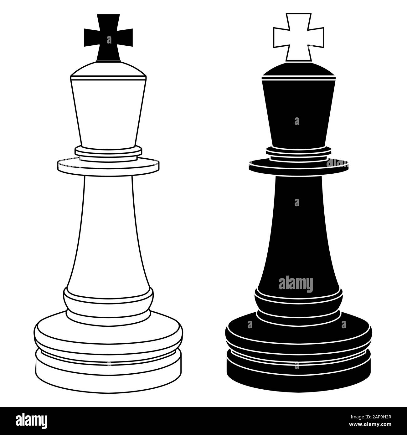 Las piezas de ajedrez del rey. Dibujos de contorno en blanco y negro Imagen  Vector de stock - Alamy