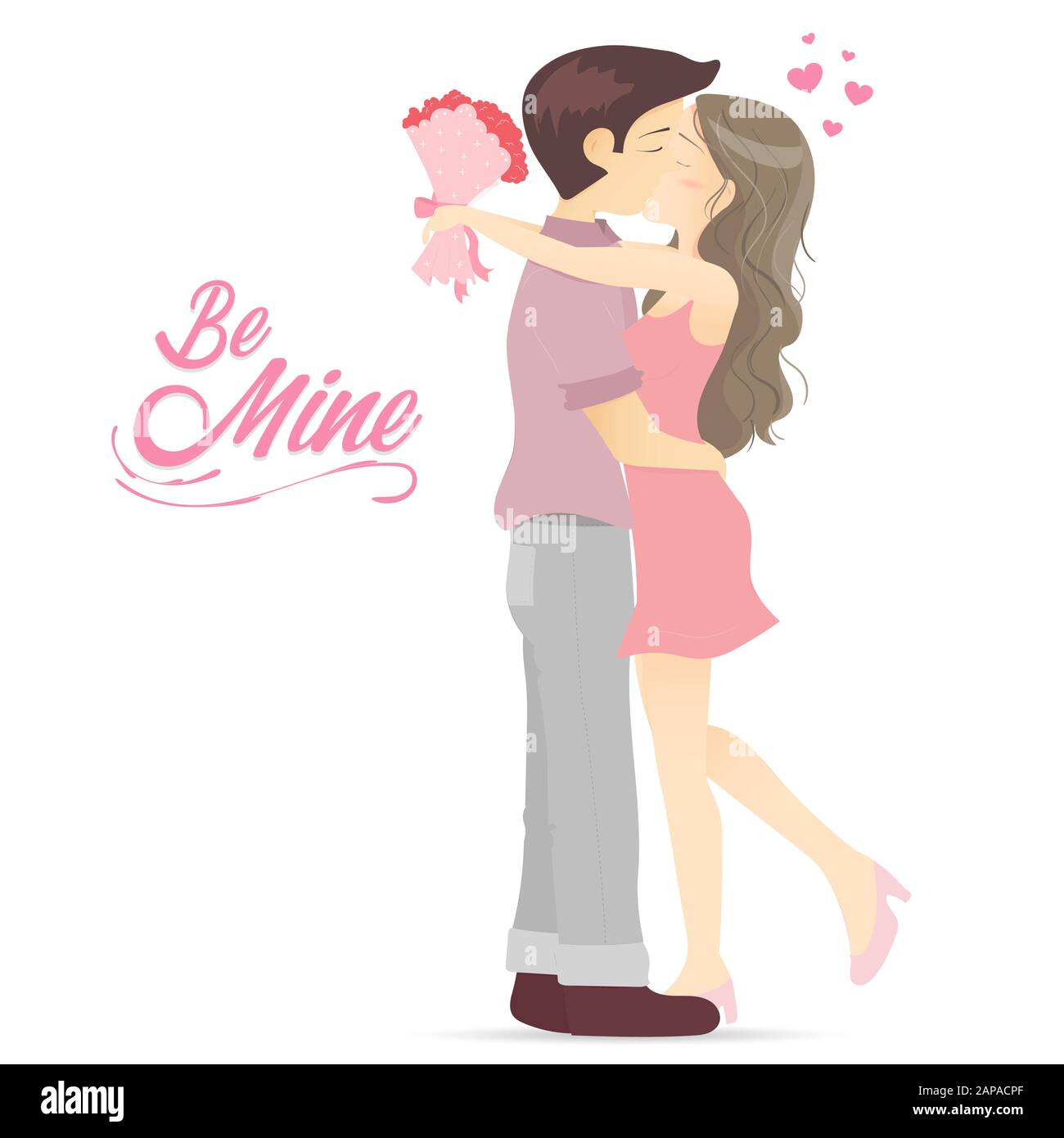 Guapo chico y su novia abrazo y beso juntos, dibujos animados pareja  encantadora besando, beso romántico Imagen Vector de stock - Alamy