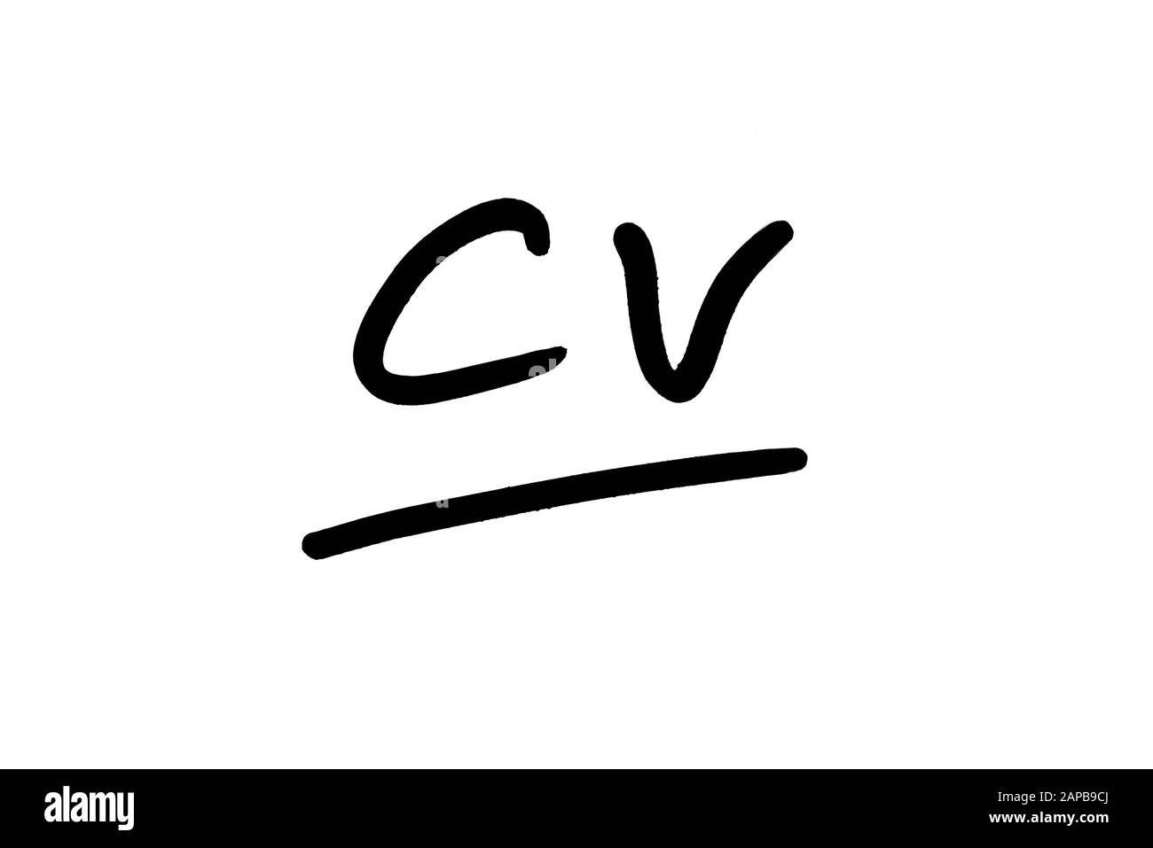 CV, que significa Curriculum Vitae, escrito a mano sobre un fondo