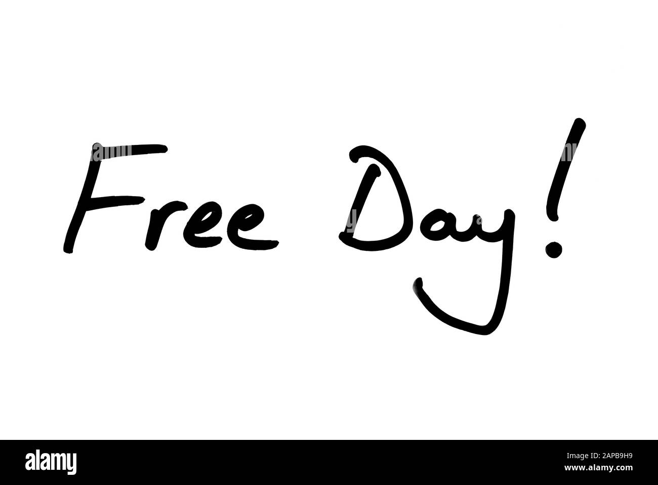 ¡Día Libre! escrito a mano sobre un fondo blanco. Foto de stock