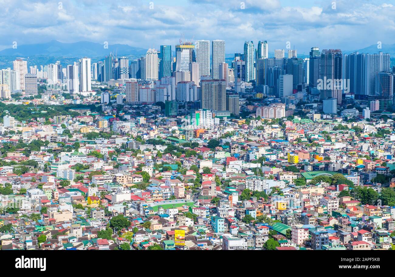 Vista de la ciudad de Manila Filipinas desde el edificio en Makati Foto de stock