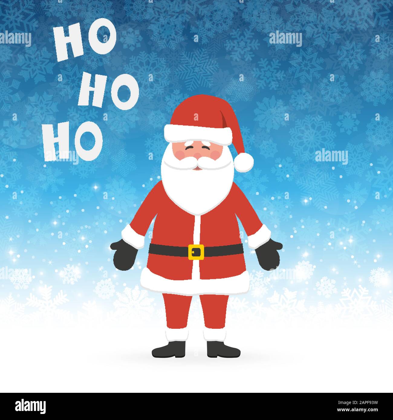 Concepto de Santa Claus con Santa diciendo Ho Ho Ho y caída de nieve de  color azul de fondo para Navidad saludos Imagen Vector de stock - Alamy
