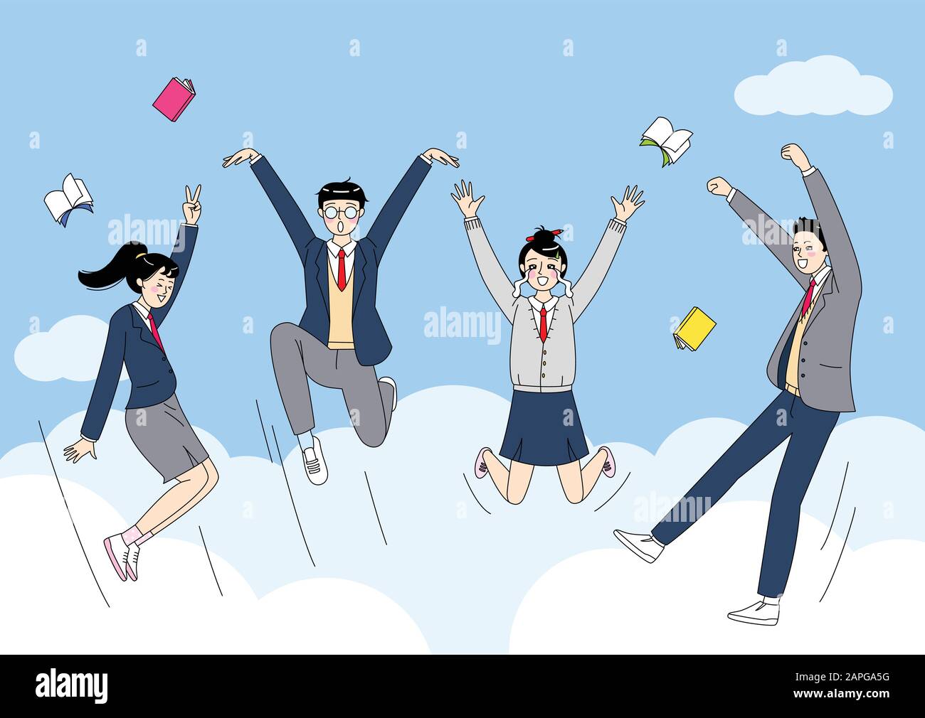 Grupo De Adolescentes De Dibujos Animados Los Estudiantes De Secundaria Se Disfrutan De La Ilustracion 003 Imagen Vector De Stock Alamy